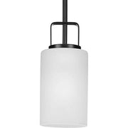Progress P500341-31M League Collection One-Light Matte Black and Etched Glass Modern Farmhouse Mini-Pendant Hanging Light Alternate Image.jpg