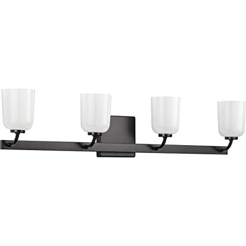 Progress P300283-031 Moore Collection Four-Light Matte Black White Opal Glass Luxe Bath Vanity Light Alternate Image.jpg