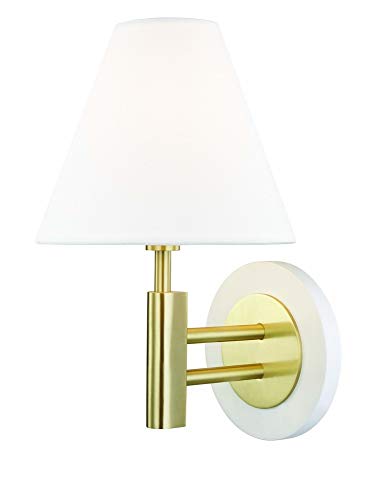 Mitzi H264101-AGB/WH Robbie One Light Wall Sconce, Aged Brass/Soft Off White Alternate Image.jpg