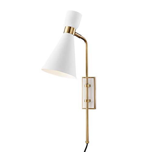 Mitzi HL295101-AGB/WH Willa One Light Wall Sconce With Plug, Aged Brass/Soft Off White Alternate Image.jpg