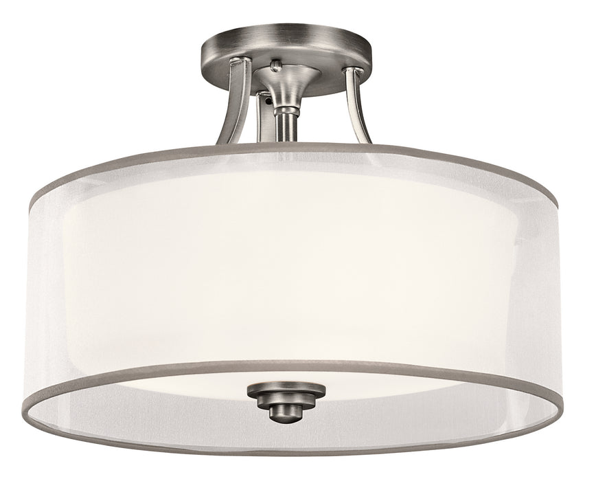 Kichler 42386AP Lacey Three Light Semi Flush Mount, Antique Pewter Main Image.jpg