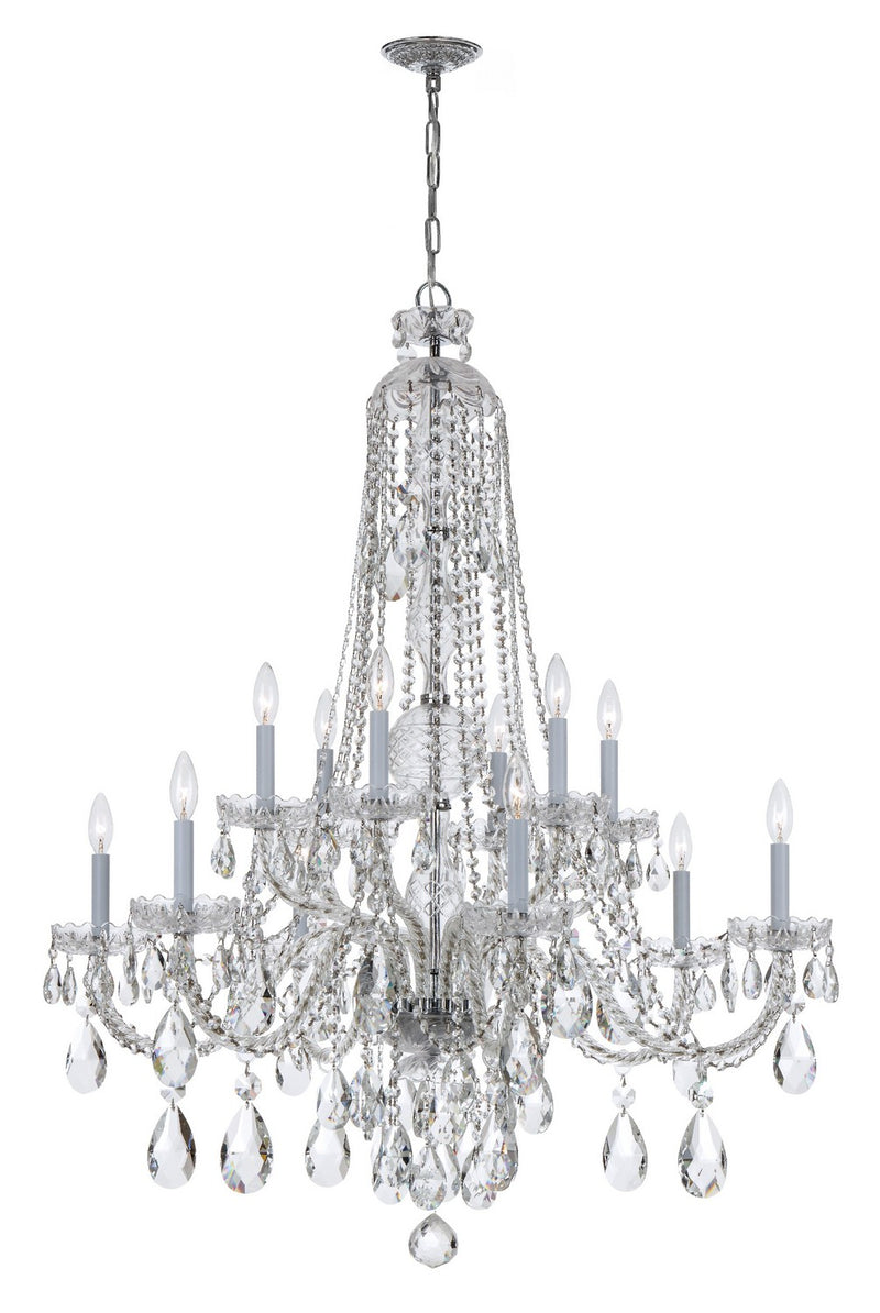 Crystorama 1112-CH-CL-SAQ Traditional Crystal 12 Light Chandelier Polished Chrome Main Image.jpg