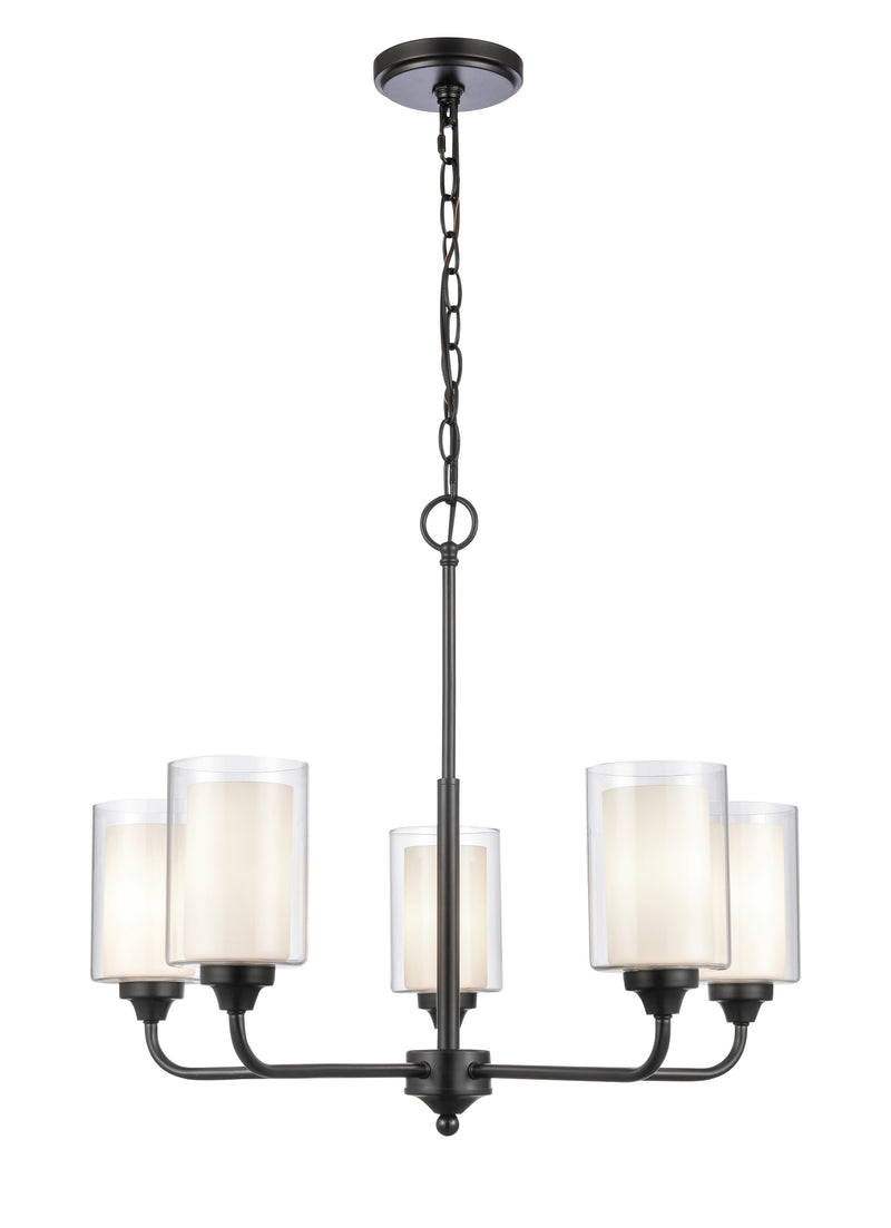 Innovations Lighting 342-5CR-BK-CLW-LED Fairbank 5 Light Chandelier, Matte Black Main Image.jpg