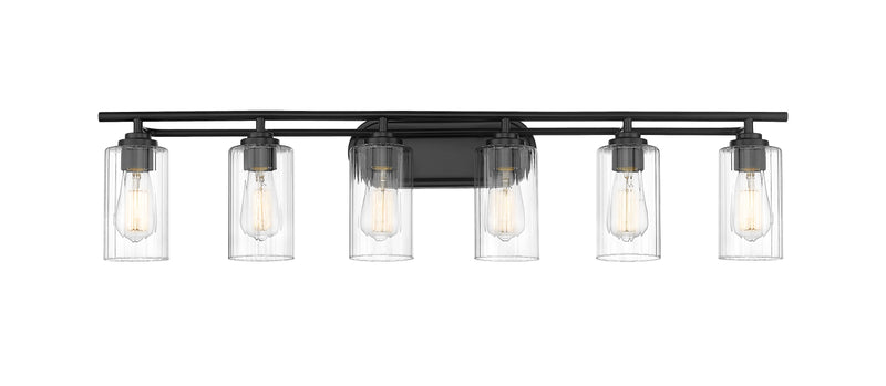 Innovations Lighting 353-6W-BK-CL-LED Ice 6 Light Bath Vanity Light, Matte Black Main Image.jpg