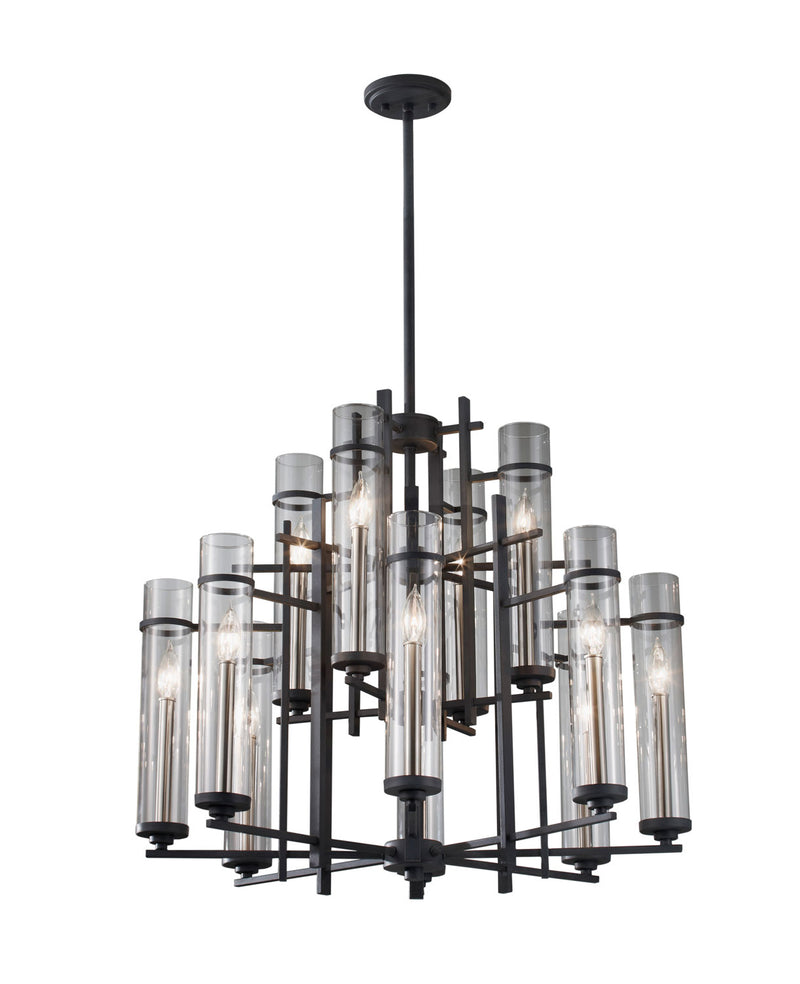 Generation Lighting F2629/8+4AF/BS Ethan 12 Light Chandelier, Antique Forged Iron / Brushed Steel Main Image.jpg