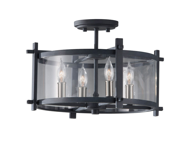 Generation Lighting SF292AF/BS Ethan Four Light Ceiling Fixture, Antique Forged Iron / Brushed Steel Main Image.jpg
