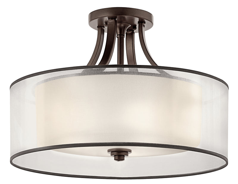 Kichler 42387MIZ Four Light Semi Flush Mount, Mission Bronze
