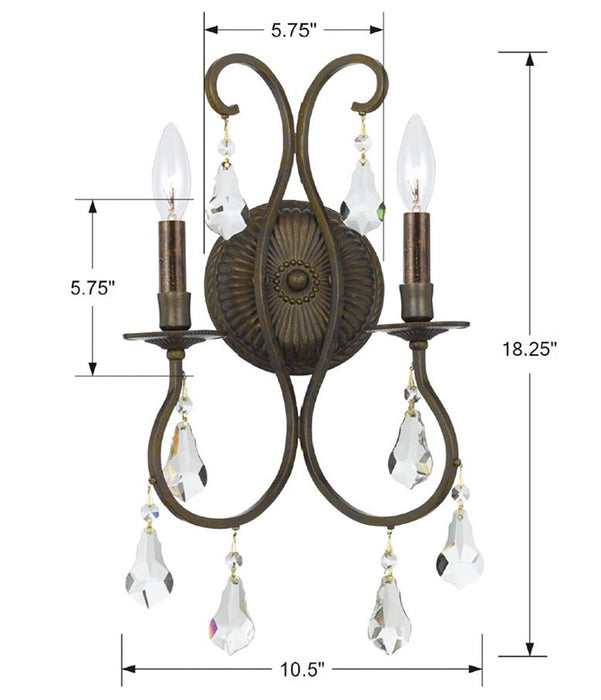 Crystorama 5012-EB-CL-MWP Ashton Two Light Wall Sconce English Bronze Alternate Image 4.jpg