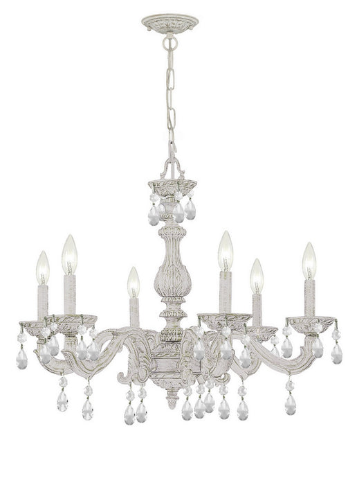 Crystorama 5036-AW-CL-SAQ Paris Market Six Light Chandelier Antique White Main Image.jpg