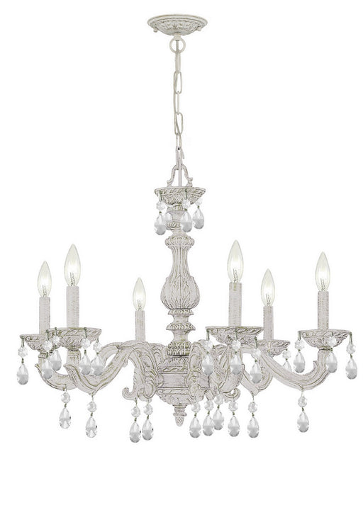 Crystorama 5036-AW-CL-SAQ Paris Market Six Light Chandelier Antique White Main Image.jpg
