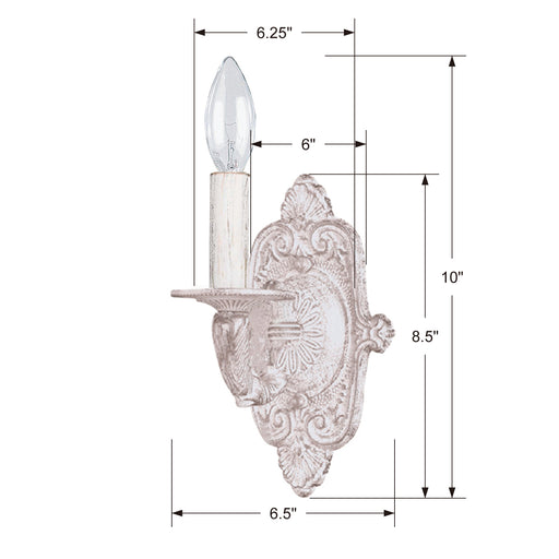 Crystorama 5111-AW Paris Market One Light Wall Sconce Antique White Alternate Image.jpg