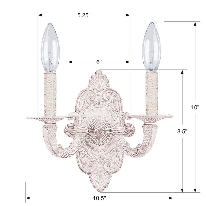 Crystorama 5122-AW Paris Market Two Light Wall Sconce Antique White Alternate Image.jpg