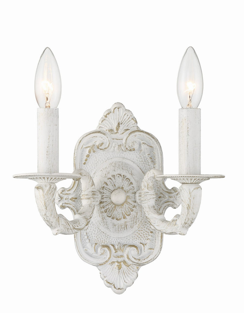 Crystorama 5122-AW Paris Market Two Light Wall Sconce Antique White Main Image.jpg