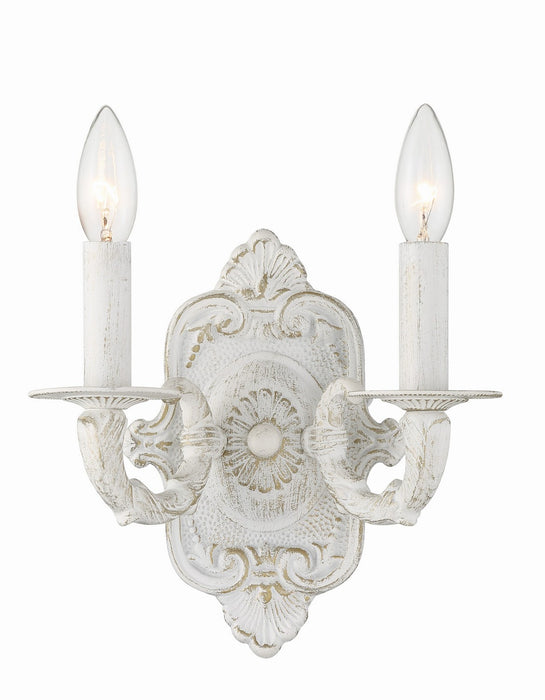 Crystorama 5122-AW Paris Market Two Light Wall Sconce Antique White Main Image.jpg