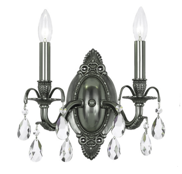 Crystorama 5562-PW-CL-SAQ Dawson Two Light Wall Sconce Pewter Main Image.jpg