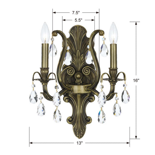 Crystorama 5563-AB-CL-S Dawson Two Light Wall Sconce Antique Brass Alternate Image.jpg