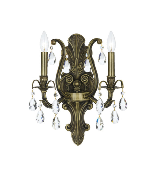 Crystorama 5563-AB-CL-SAQ Dawson Two Light Wall Sconce Antique Brass Main Image.jpg