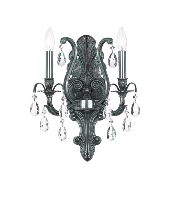 Crystorama 5563-PW-CL-SAQ Dawson Two Light Wall Sconce Pewter Main Image.jpg