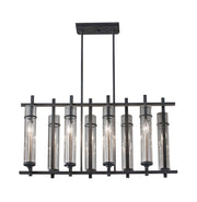 Generation Lighting F2630/8AF/BS Ethan Eight Light Chandelier, Antique Forged Iron / Brushed Steel Main Image.jpg