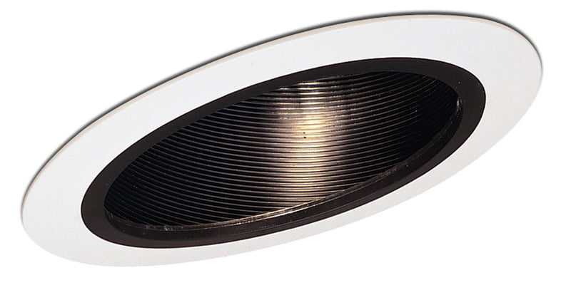 Nora Lighting NTP-614B Recessed 6" Sloped Phenolic Stepped Baffle Trim, Black / White Main Image.jpg