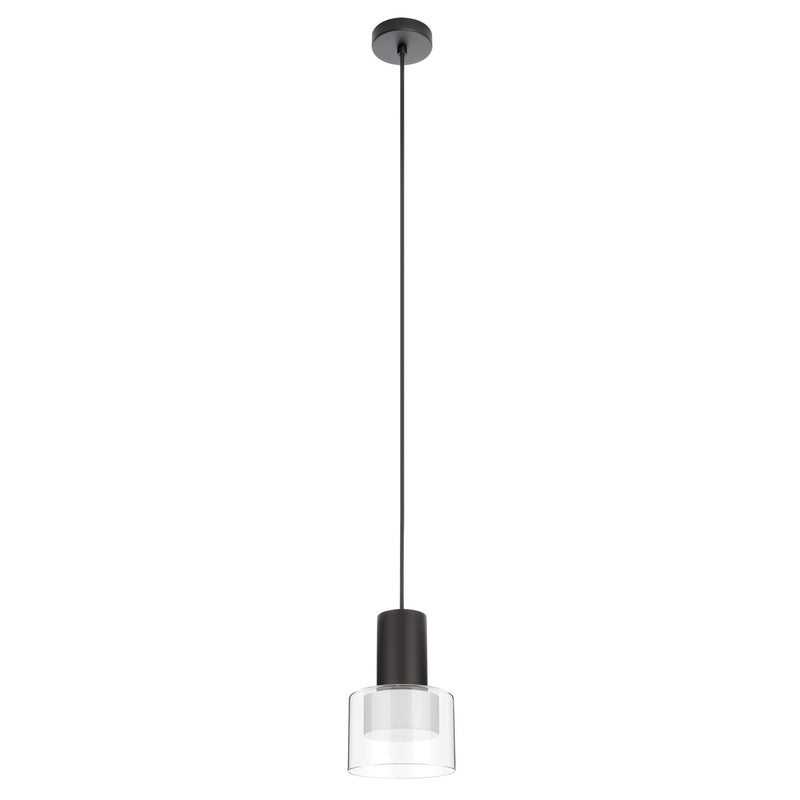 EGLO 39725A Molineros Molineros - 1 Lt Mini Pendant with Black Finish and White Interior and Clear Outer Glass Main Image.jpg