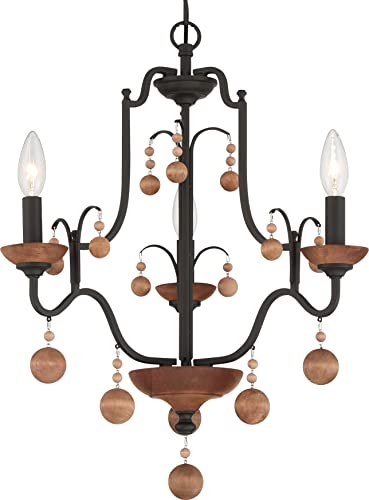 Minka-Lavery 2663-723 Colonial Charm Three Light Chandelier, Old World Bronze W/Walnut Accents Alternate Image.jpg