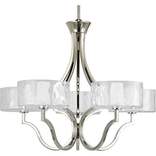 Progress P4645-104WB Caress Collection Five-Light Polished Nickel Clear Water Glass Luxe Chandelier Light Alternate Image.jpg