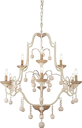 Minka-Lavery 2669-717 Colonial Charm Nine Light Chandelier, White Wash With Sun Dried Clay Alternate Image.jpg