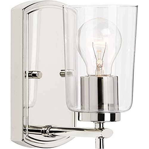 Progress P300154-104 Adley Collection One-Light Polished Nickel Clear Glass New Traditional Bath Vanity Light Alternate Image.jpg