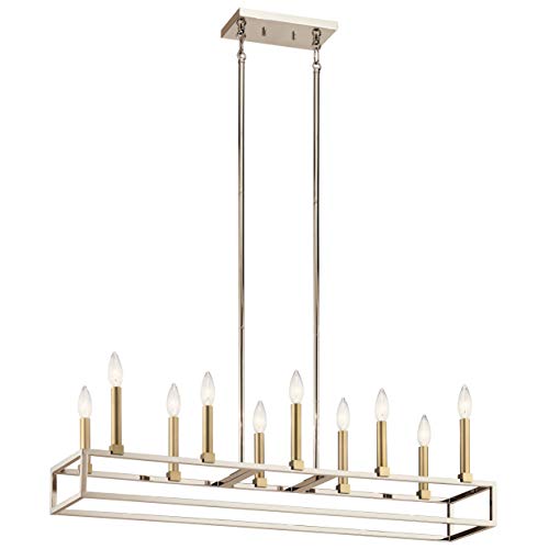 Kichler 44110PN Finet Ten Light Linear Chandelier, Polished Nickel Alternate Image.jpg