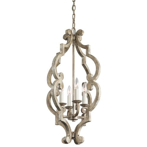 Kichler 43255DAW Hayman Bay Four Light Foyer Pendant, Distressed Antique White Alternate Image.jpg