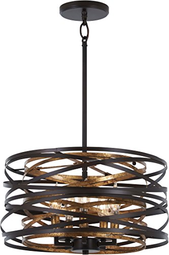 Minka-Lavery 4675-111 Vortic Flow Five Light Pendant (Convertible To Semiflush), Dark Bronze w/Mosaic Gold Alternate Image 2.jpg