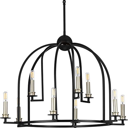 Progress P400187-031 Seneca Collection Nine-Light Matte Black Farmhouse Chandelier Light Alternate Image.jpg