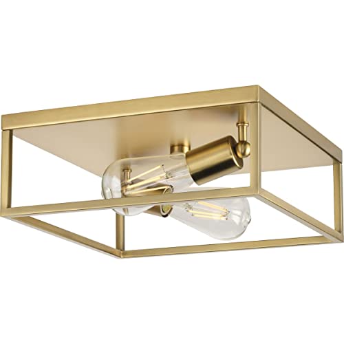 Progress P350200-012 Perimeter Collection Two-Light Satin Brass Modern Style Flush Mount Ceiling Light Alternate Image.jpg