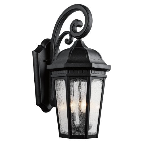 Kichler 9034BKT Courtyard Three Light Outdoor Wall Mount, Textured Black Alternate Image.jpg