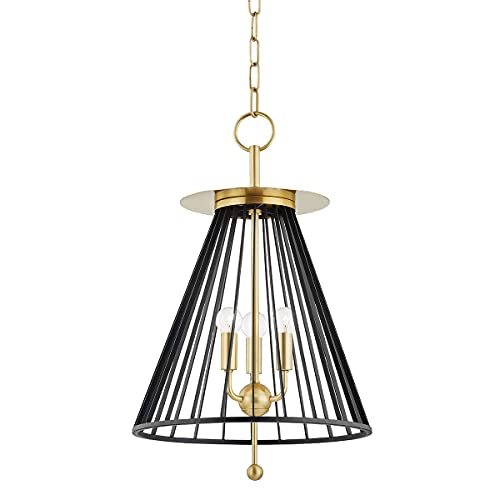 Hudson Valley 1014-AGB/BK Cagney Three Light Pendant, Aged Brass/Black Alternate Image.jpg