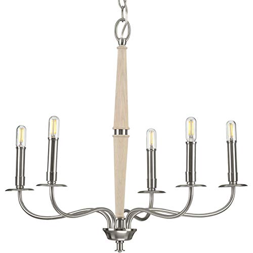 Progress P400199-009 Durrell Collection Five-Light Brushed Nickel Coastal Chandelier Light Alternate Image.jpg