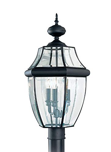 Generation Lighting 8239EN-12 Lancaster Three Light Outdoor Post Lantern, Black Alternate Image.jpg