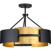 Progress P350203-031 Lowery Collection Three-Light Textured Black/Distressed Gold Convertible Semi-Flush Ceiling or Hanging Pendant Light Alternate Image.jpg