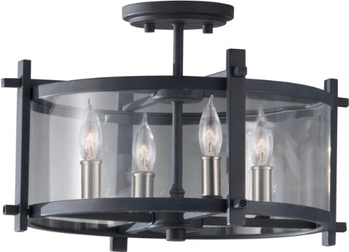 Generation Lighting SF292AF/BS Ethan Four Light Ceiling Fixture, Antique Forged Iron / Brushed Steel Alternate Image.jpg