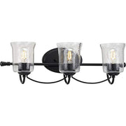Progress P300255-031 Bowman Collection Three-Light Matte Black Clear Chiseled Glass Coastal Bath Vanity Light Alternate Image.jpg