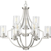 Progress P400198-009 Lassiter Collection Nine-Light Brushed Nickel Clear Glass Modern Chandelier Light Alternate Image.jpg