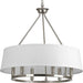 Progress P4618-09 Cherish Collection Six-Light Brushed Nickel White Linen Shade Coastal Chandelier Light Alternate Image.jpg