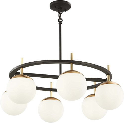 George Kovacs P1356-618 Alluria Six Light Pendant, Weathered Black W/Autumn Gold Alternate Image.jpg