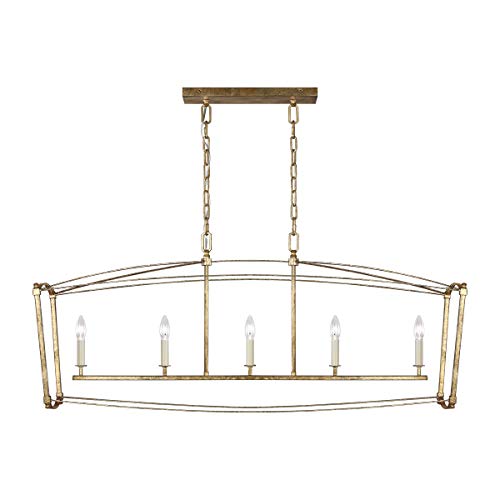 Visual Comfort Studio F3326/5ADB Thayer Five Light Linear Chandelier, Antique Gild Alternate Image.jpg