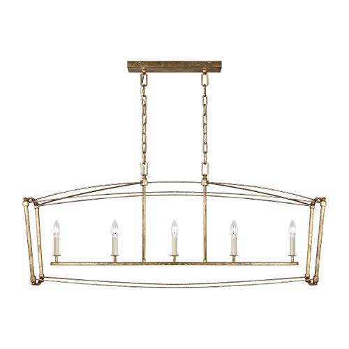 Visual Comfort Studio F3326/5ADB Thayer Five Light Linear Chandelier, Antique Gild Alternate Image.jpg