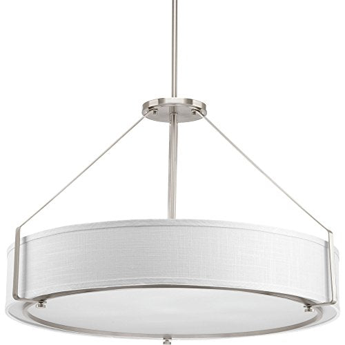 Progress P5021-09 Ratio Collection Six-Light Brushed Nickel Fabric Shade Coastal Pendant Light Alternate Image.jpg