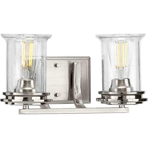 Progress P300273-009 Winslett Collection Two-Light Brushed Nickel Clear Seeded Glass Coastal Bath Vanity Light Alternate Image.jpg