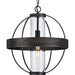 Progress P550111-31M Terrace Collection  One-Light Matte Black Clear Seeded Glass Global Outdoor Hanging Light Alternate Image.jpg