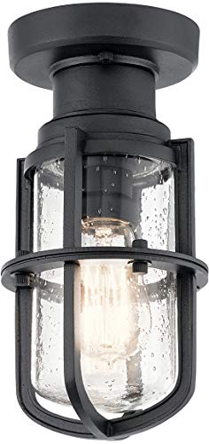 Kichler 49861BKT Suri One Light Outdoor Ceiling Mount, Textured Black Alternate Image.jpg